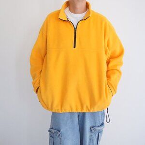 Eddie Bauer EBTEK Yellow Fleece Quarter Zip Pullover Retro 80s/90s Large